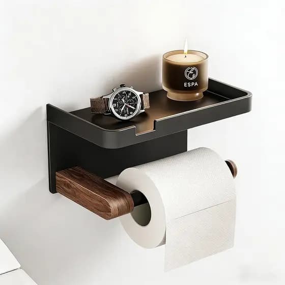 Suporte para Papel Higiênico, Suporte de Parede para Papel Toalha com Prateleira, Suporte para Rolo de Papel Higiênico e