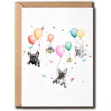 Cartão de Festa Bulldog Francês - Cartão de Aniversário para Cães - Cartão Fofo de Bulldog Francês - Cartão para Amantes