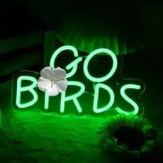 GO BIRDS Letreiro de Neon LED para Fãs de Esportes, Luz de Neon de Parede com Brilho Ajustável, Decoração de Parede Neon
