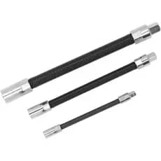 Conjunto de 3 Peças de Barras de Extensão Flexíveis de Aço de Mola 1/4in 3/8in 1/2in, com Ponta Magnética Flexível, para