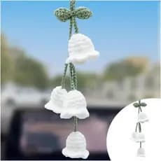 Car Mirror Hanging Accessories, Cute Crochet Suzuran Car Rearview Mirror Charm, Handmade Knitting, Fit for Backpack, Key