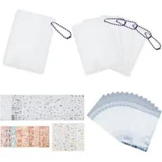 WEBEEDY 10 Pcs Photocard Holder Keychain 3.94x2.76 with Decor Stickers, 50 Holographic Card Sleeves for Trading Cards Ph