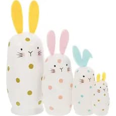 TOYANDONA Bonecas Russas Empilháveis - 4 peças de Bonecas Matryoshka de Madeira, Coelhinhos, Ovos de Páscoa, Brinquedos