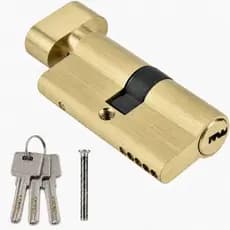 Cilindro de Fechadura de Perfil Europeu de 65mm com 3 Chaves, Cilindro de Fechadura de Porta de Latão de Abertura Simple