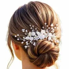 Pente de Cabelo de Pérolas JEAIRTS para Casamento, Acessório de Cabelo Floral Prateado para Noivas, Acessórios de Cabelo