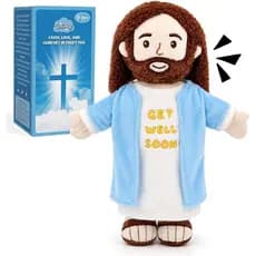 Boneco de Pelúcia Falante Yelakey Jesus com 25 Versículos Bíblicos e 5 Canções, Presente de Recuperação Cristão para o N