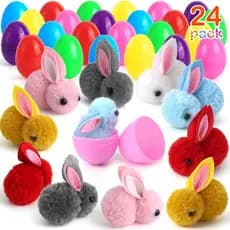 24 Peças de Enchimento para Ovos de Páscoa com Coelhinho de Pelúcia, Enchimentos para Cestas de Páscoa para Crianças, Ov