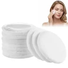10 Pçs de Esponjas de Maquiagem 100% Algodão, Esponjas Cosméticas de 2,36 polegadas com Fita para Maquiagem Solta e Base