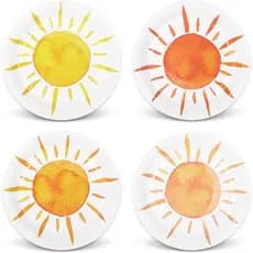 Pratos de Papel Boho Sol da Whaline, Tema Primeira Viagem ao Sol, Prato de Sobremesa, Estilo Hippie de Verão, Pratos Des