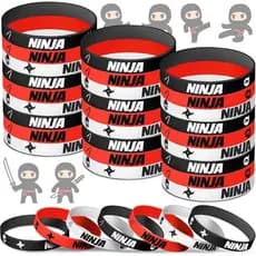 Deekin 30 Peças Pulseiras de Silicone Ninja, Pulseiras de Borracha Samurai para Festas Temáticas de Guerreiros, Pulseira