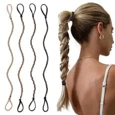 4 Elásticos de Cabelo Trançados em Espiral de 25" para Esportes, Elásticos para Rabo de Cavalo, Faixas de Cabelo para Mu