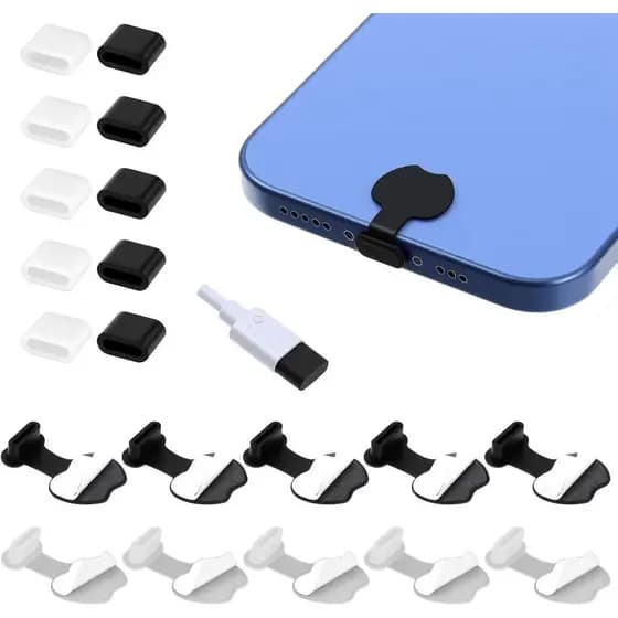 Protetor de Poeira USB-C, 20 Peças de Tampa Autoadesiva para Porta de Carregamento Tipo-C, Protetor de Portas USB-C em S