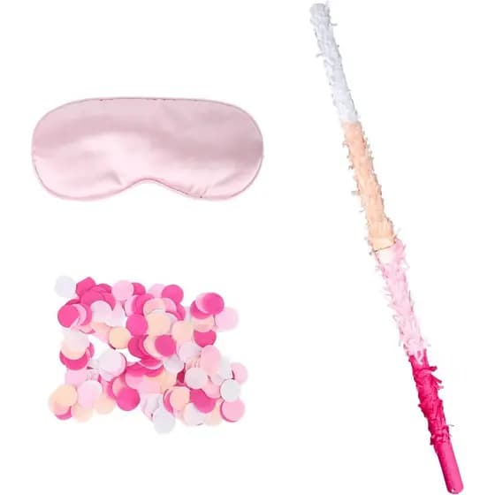 2pcs Buster Sticks, Pink Smashing Pinata Stick with Blindfold & Confetti Pinyata's for Girls Piñata Toys for Kids