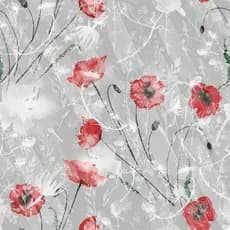 Papel de Parede Floral Vintage VaryStyle com Papoulas Cinza/Branco/Vermelho, Papel de Parede Floral Autoadesivo para Ban