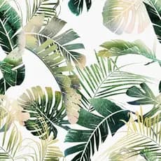 Papel de Parede Adesivo Wallercity Green Leaf com Folhas Douradas Estilo Boho, Papel de Parede Floral para Armários e Pr