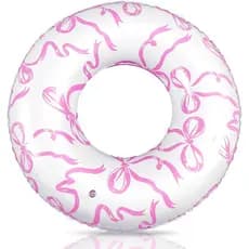 Hollowfly 1 Peça Boia Inflável para Piscina com Laço Rosa de 31,5'' Brinquedo de Piscina Anéis de Natação Infláveis Fofo
