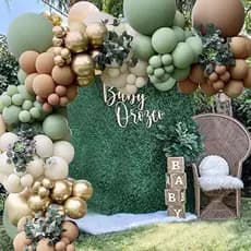 Kit de Guirlanda de Balões Verde Sálvia, 163 Peças, Látex Natural, Decorações de Aniversário com Tema Safari na Selva, C