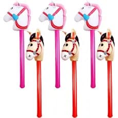 6 Peças de Cavalo de Pau Inflável de 40 Polegadas, Balão de Cavalo Colorido com Cabeça de Cavalo, Suprimentos para Festa