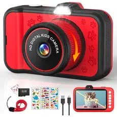 Câmera Infantil CHAKEYAKE, Câmera Digital para Crianças com Lente Zoom Rotativa, Tela Grande de 3,5”, Câmera de Brinqued