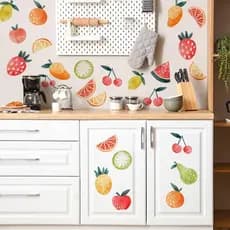 Adesivo de Parede de Frutas de Verão, Adesivos de Parede de Frutas para Colar e Descolar, Decoração de Parede com Tema d