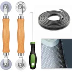 Kit de Ferramentas para Reparação de Telas – Inclui 2 Tipos de Ferramentas de Rolagem para Telas, Corda de Fixação de Te
