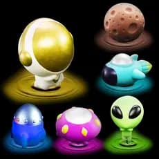 Brinquedos de Banho Luminosos Flutuantes, Conjunto de 6 Peças de Brinquedos Brilhantes para Banheira com Tema Espacial,