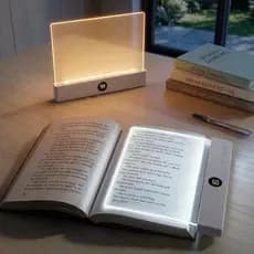 Luz de Leitura Recarregável com 3 Cores e Temporizador, Luz de Página Regulável para Ler na Cama à Noite, Luz de Leitura