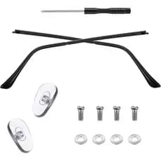 1 Par de Hastes de Metal para Óculos, Kit de Reparo de Óculos Preto com Parafusos, Arruelas, Chave de Fenda, Almofadas d