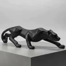 Escultura Pantera Negra - Decoração Luxuosa com Detalhes Artísticos e Estrutura Robusta