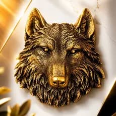 Escultura 3D Rosto Lobo Selvagem Realista Decoração Porta Parede Casa 3D