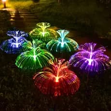 Luzes de fogo de artifício de água-viva Solar Luzes de decoração de jardim led Luzes de Natal de fibra óptica colorida C