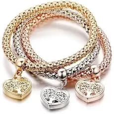 Pulseira Com Pingente Tree of Life Heart Edition Da Afrodite Cristais Austríacos-Ouro , Prata & amp ; Conjunto De Corren