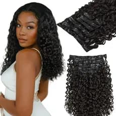 Lashey Clipe Sem Costura Em Extensões De Cabelo Humano Remy , 110g 7pcs Onda Corporal Preto Natural Macio Real Extensão