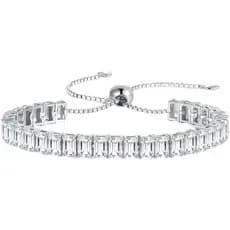 Pulseiras De Pedra De Aniversário De Prata Esterlina Banhadas A Ouro Branco Para Mulheres , Tênis Hipoalergênicas Ajustá