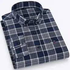 Camisa de Flanela de Algodão de Manga Longa Tamanho Grande para Homens (XJN)