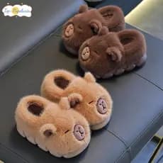 Chinelos Infantis Perfumados, Sapatos de Algodão Quentes com Estampa de Capivara, Chinelos Fofos Antiderrapantes e Macio