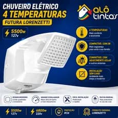 Chuveiro Elétrico Lorenzetti Futura 4 Temperaturas 5500W 127V / 220V Com Ducha Manual