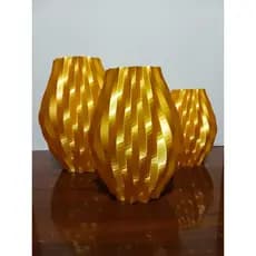 Vasos Decorativos Geométricos Facetados - Branco  Kit 3 Vasos Decorativos Espiral Modern