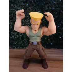 Guile Street Fighter Chibi Impressão 3d Action Figure Colecionável