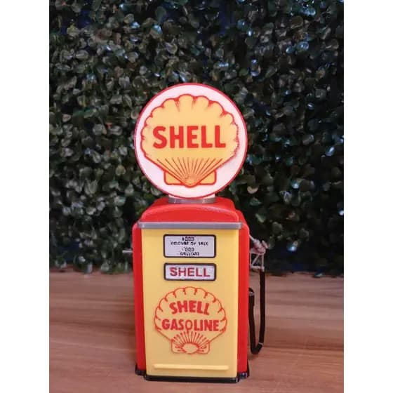 Miniatura Bomba De Combustível Vintage Shell Placa Decorativa Retro Impressão 3D Colecionável Enfeite