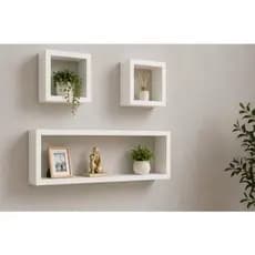 kit 3 Nichos 20x20e50x25 Nichos Decorativos 100%Mdf 15mm Branco Para Sala Cozinha e Banheiro