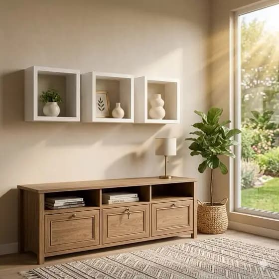 Kit Nicho 3 Quadrados decorativos 100%Mdf Branco Para Sala Cozinha e banheiro 20X20 15mm