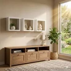 Kit Nicho 3 Quadrados decorativos 100%Mdf Branco Para Sala Cozinha e banheiro 20X20 15mm
