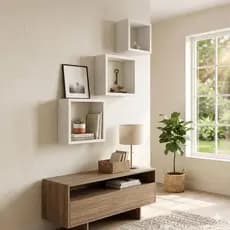 Kit Nicho 3 Quadrados decorativos 100%Mdf Branco Para Sala Cozinha e banheiro 25X25 15mm