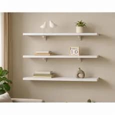 Kit 3 Prateleiras 60x15 Flutuantes Luxo 100%Mdf 15 mm Branco Para Sala Cozinha e Banheiro