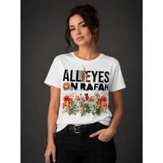 Camiseta Feminina Blusa Feminina Al Eyes on Rafah em DTF premium de alta qualidade malha premium