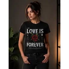 Camiseta Feminina Love Is Forever Blusa Feminina DTF Em Alta Qualidade Estampada