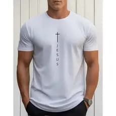 Camiseta Masculina Gospel Cruz Jesus Camisa 100% Algodão