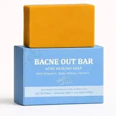 Bacne Out Bar, Sabonete Curativo para Acne com Cúrcuma, Vitamina C e Alfa-Arbutina, Esfoliante para Costas, Rosto, Peito
