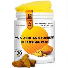 Pads de Ácido Kójico e Cúrcuma - 100 Pads |   Enriquecido com Óleo de Raiz de Gengibre e Aminoácidos |   para Rosto e Co